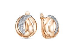 Золотые cерьги классические с фианитом