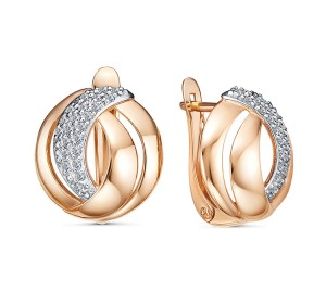 Золотые cерьги классические с фианитом