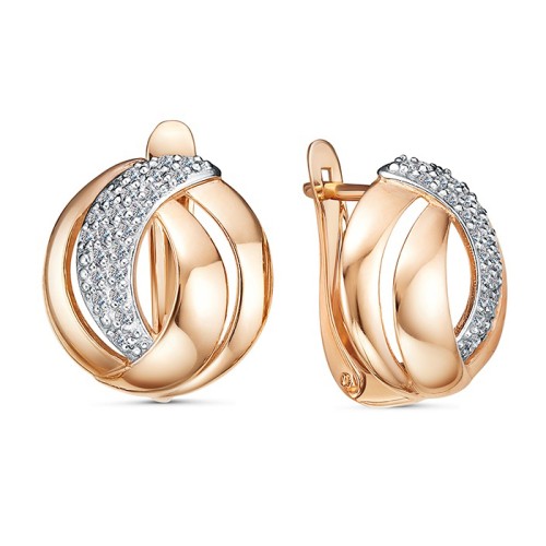 Золотые cерьги классические с фианитом