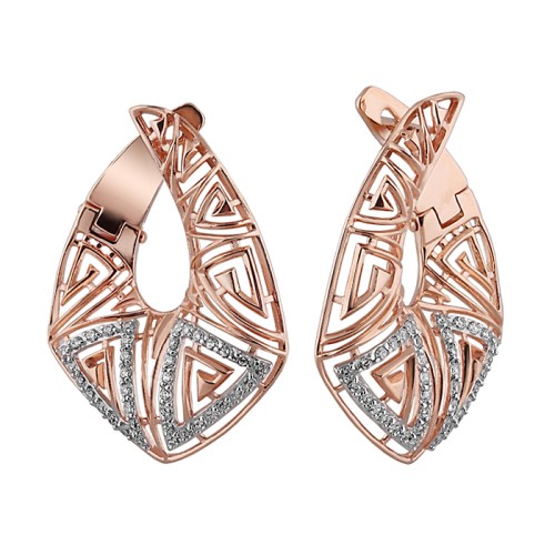 Золотые cерьги классические с фианитом