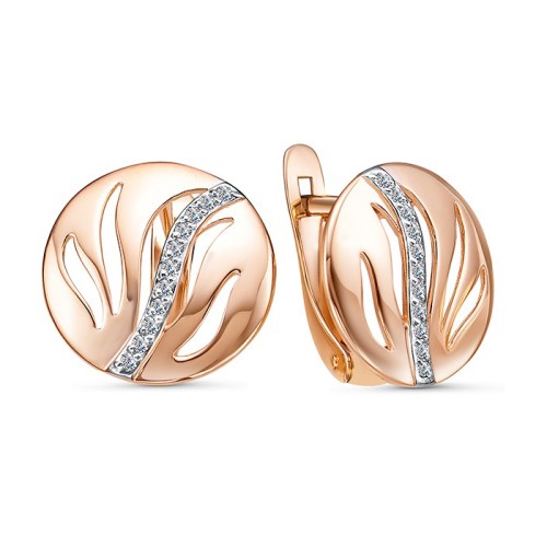 Золотые cерьги классические с фианитом