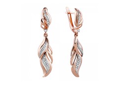 Золотые cерьги висячие с фианитом