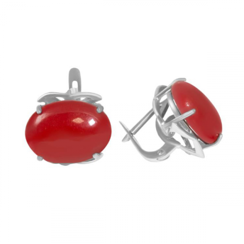 Серебряные cерьги с кораллом