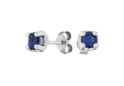 Серебряные cерьги пусеты (гвоздики) с сапфиром