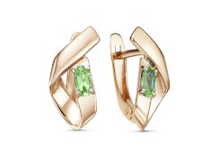 Золотые cерьги классические с хризолитом