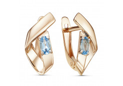 Золотые cерьги классические с топазом