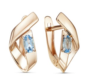 Золотые cерьги классические с топазом