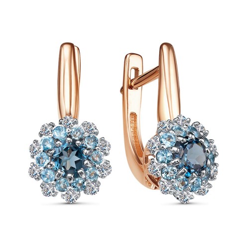 Золотые cерьги классические с полудрагоценными камнями