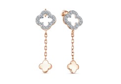 Золотые cерьги пусеты (гвоздики) с фианитом