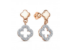 Золотые cерьги пусеты (гвоздики) с фианитом