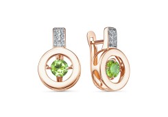 Золотые cерьги классические с хризолитом