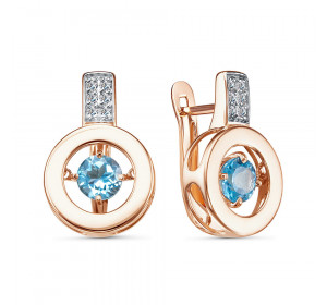 Золотые cерьги классические с топазом