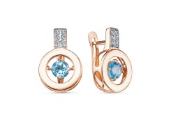 Золотые cерьги классические с топазом