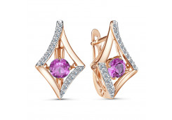 Золотые cерьги классические с аметистом