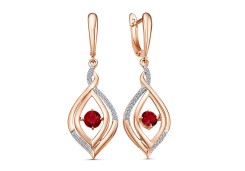 Золотые cерьги висячие с гранатом