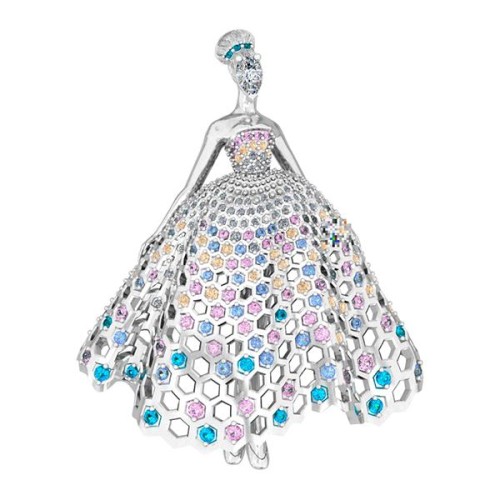 Брошь из серебра с фианитом