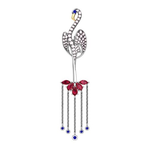 Брошь из серебра с кварцем