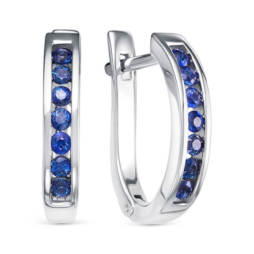 Серьги из белого золота с сапфиром