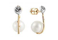 Золотые cерьги пусеты (гвоздики) с жемчугом
