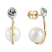 Золотые cерьги пусеты (гвоздики) с жемчугом
