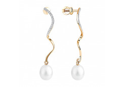 Золотые cерьги пусеты (гвоздики) с жемчугом