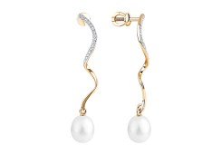 Золотые cерьги пусеты (гвоздики) с жемчугом