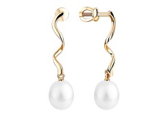 Золотые cерьги пусеты (гвоздики) с жемчугом