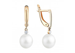 Золотые cерьги висячие с жемчугом