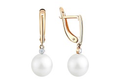 Золотые cерьги висячие с жемчугом