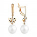 Золотые cерьги висячие с жемчугом