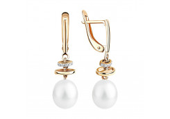 Золотые cерьги висячие с жемчугом