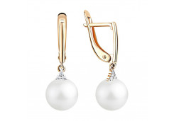 Золотые cерьги висячие с жемчугом