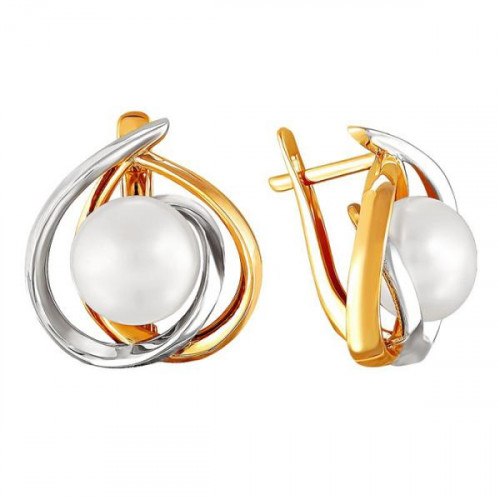 Золотые cерьги классические с жемчугом