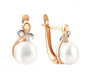 Золотые cерьги классические с жемчугом