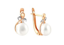 Золотые cерьги классические с жемчугом