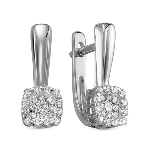 Серьги классические из белого золота с бриллиантом