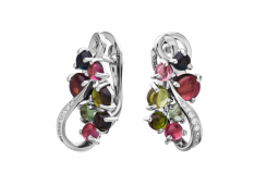 Серьги классические из белого золота с турмалином