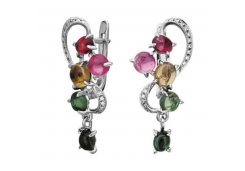 Серьги классические из белого золота с турмалином