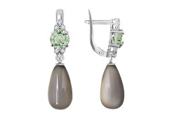 Серебряные cерьги висячие с халцедоном