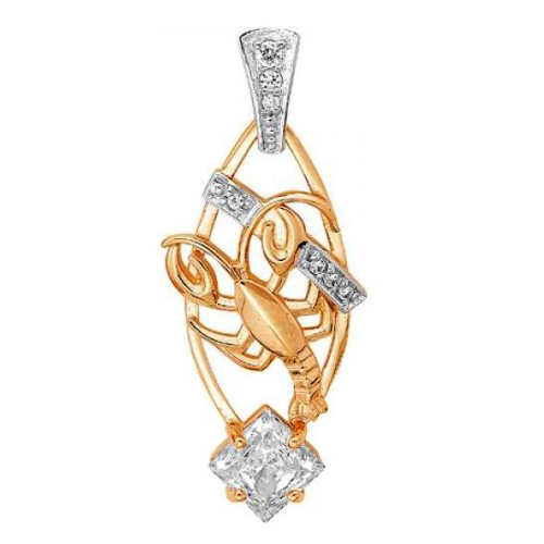 Золотая подвеска с фианитом