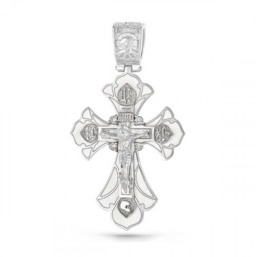 Крест из белого золота с бриллиантом