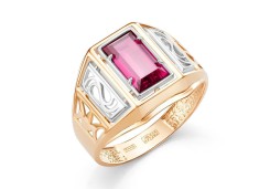 Печатка из золота с корундом