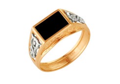 Печатка из золота с ониксом