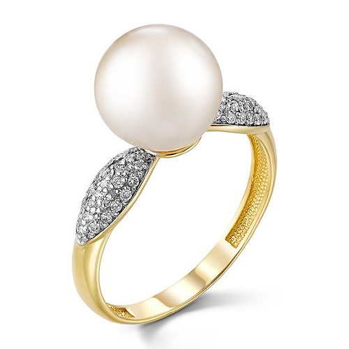 Кольцо из желтого золота с жемчугом