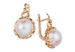 Золотые cерьги классические с жемчугом