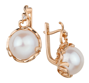 Золотые cерьги классические с жемчугом
