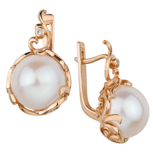 Золотые cерьги классические с жемчугом