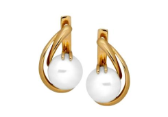 Золотые cерьги классические с жемчугом