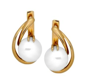 Золотые cерьги классические с жемчугом