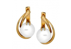 Золотые cерьги классические с жемчугом